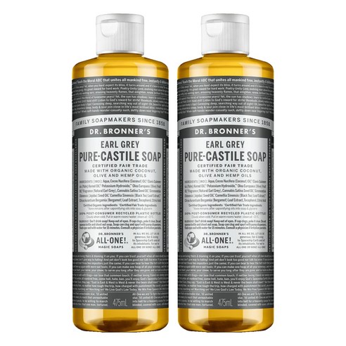닥터브로너스 얼그레이 퓨어 캐스틸 솝 바디워시 베르가못홍차향, 475ml, 2개