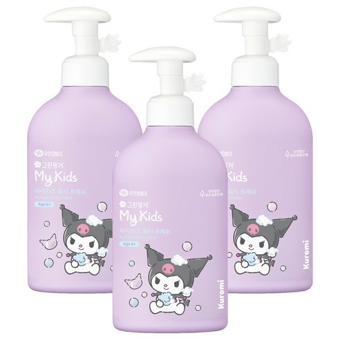그린핑거 마이키즈 프레쉬 산리오 쿠로미 키즈 바디워시 그린향, 320ml, 3개