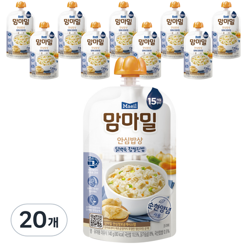 맘마밀 안심밥상 레토르트이유식 140g, 닭백숙 찹쌀진밥, 140g, 20개