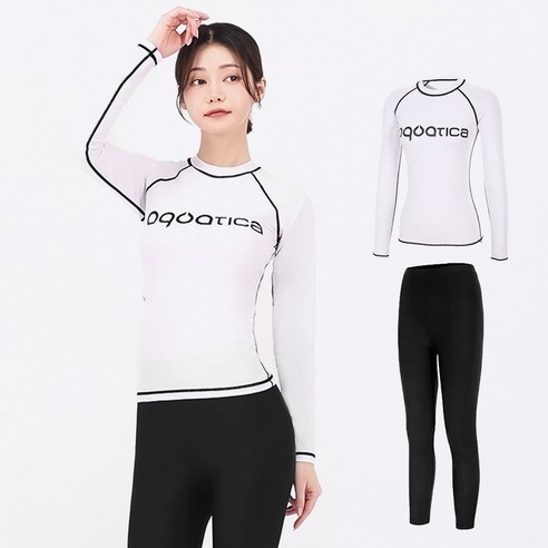 아쿠아티카 여성용 래쉬가드 상의 AQAWTS23004 + 워터레깅스 AQA-WL 세트