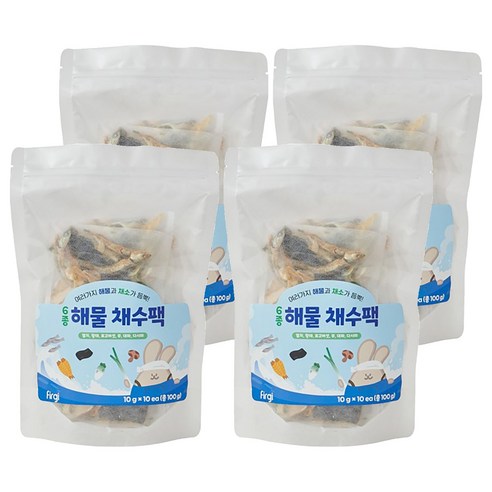퍼기 어린이 6종해물 채수팩 10개입, 6종 해물, 100g, 4개