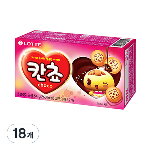 롯데제과 칸쵸 초코맛, 54g, 18개