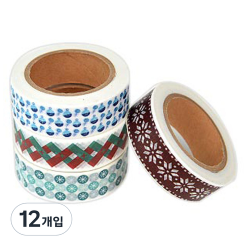 블루마토 종이테이프 크리스마스A 15mm x 10m, 랜덤 발송, 12개입