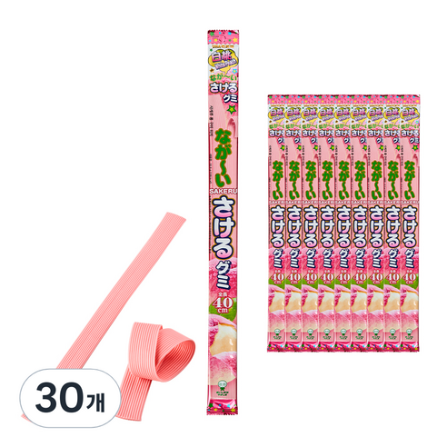 UHA 미카쿠도 롱 사케루 구미 피치 찢어먹는 복숭아맛 젤리, 30개, 32.9g