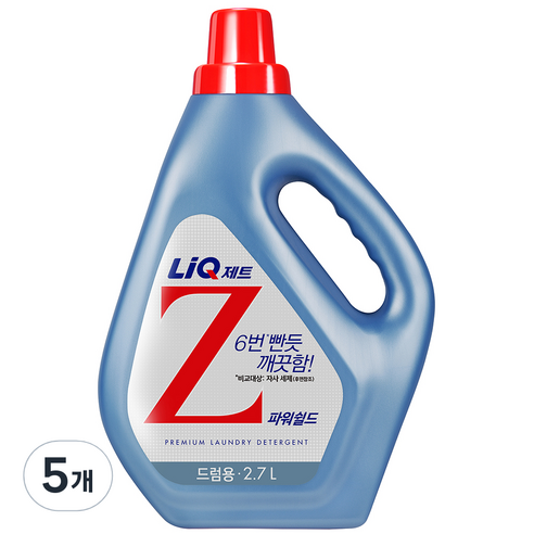 리큐 제트 파워쉴드 액상세제 드럼용, 2.7L, 5개