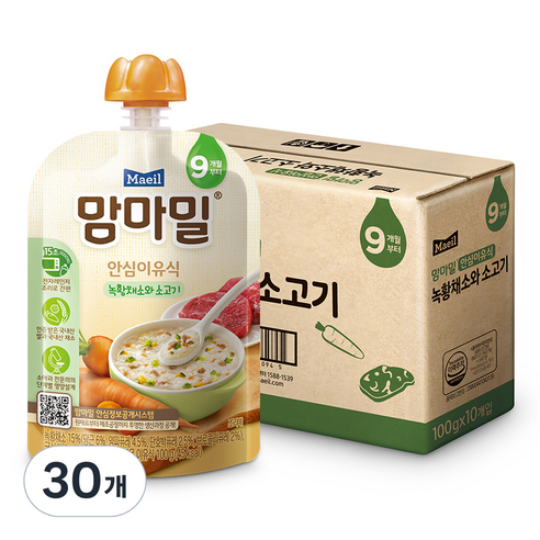 맘마밀 안심이유식 9개월부터, 100g, 30개, 녹황채소와 소고기