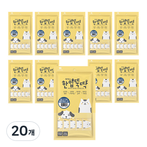 한입뚝딱 짜먹는 강아지 간식 닭고기와 블루베리, 닭고기 + 블루베리 혼합맛, 60g, 20개