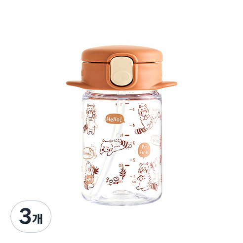 릿첼 AQ 슬림 빨대컵 R 160ml, 브라운, 3개