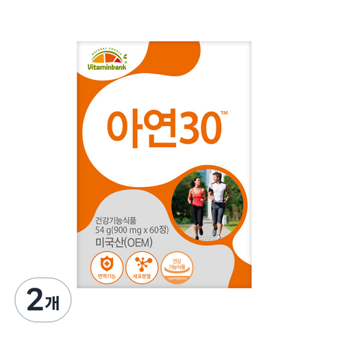 비타민뱅크 아연 30 54g, 60정, 2개