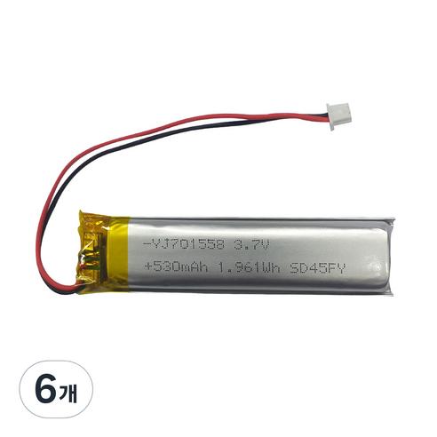 리튬폴리머배터리 충전지 530mAh YJ701558, 1개입, 6개