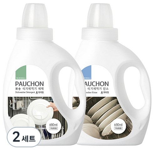 뽀숑 식기세척기 세제 액체형 650ml + 뽀숑 식기세척기 린스 액체형 650ml, 2세트