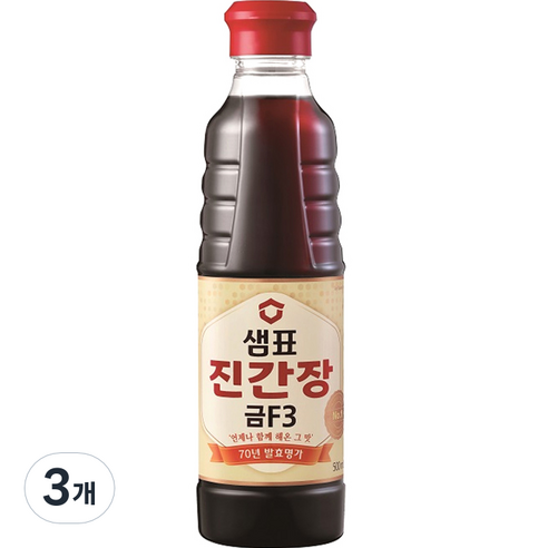 샘표 진간장 금F-3, 500ml, 3개