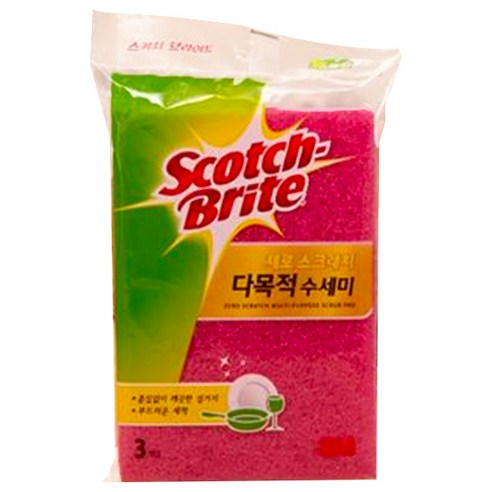 스카치브라이트 제로스크래치 다목적 수세미, 3개입, 1개