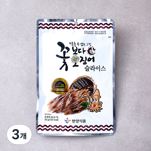 한양식품 꽃보다 오징어 슬라이스, 3개, 30g