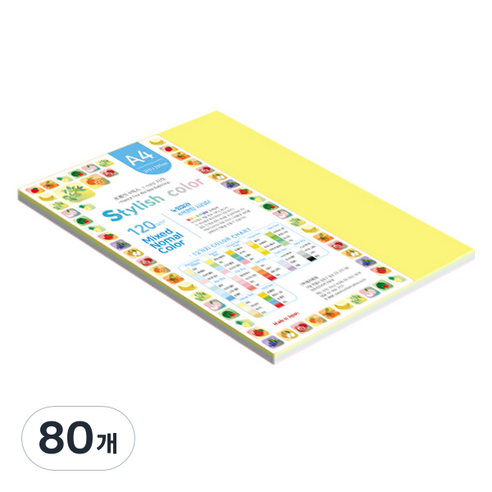 종이문화 스타일리쉬 얇은 혼합색지 120g 02 SN Tone, 80개, A4
