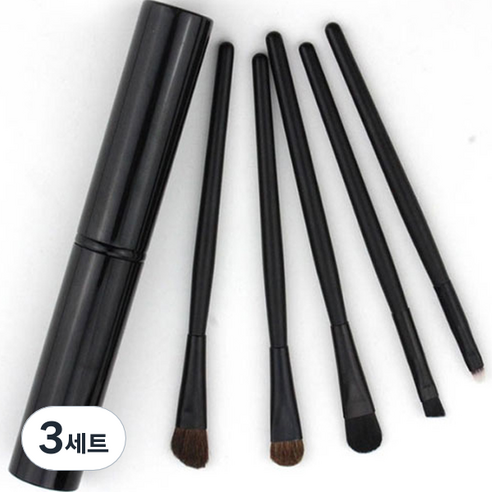 디에스 휴대용 미니 알루미늄 튜브 보관 5종 뷰티 브러쉬 세트, 블랙, 3세트