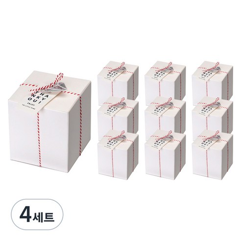 인디케이 패키지 상자 소 10p + 완충재 10p + 트와인끈 + 스티커 2종 x 10p + 텍 2종 x 10p 세트, 화이트(상자), 4세트