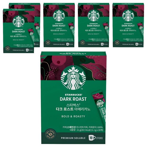 스타벅스 다크 로스트 아메리카노 원두커피믹스, 1.1g, 10개입, 6개
