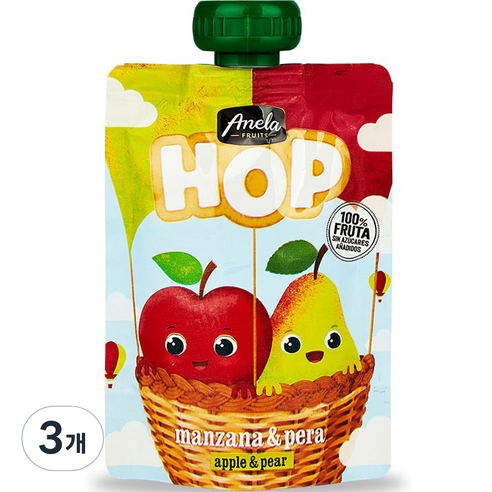 아넬라 HOP 과일 퓨레, 혼합맛(사과/사과배..., 100g, 3개