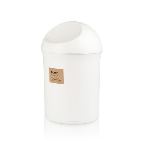 블랑오브제 반타원 푸쉬 휴지통 7L, 화이트