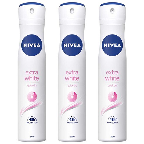 니베아 엑스트라 화이트 데오드란트 스프레이, 200ml, 3개