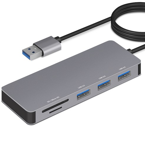   홈플래닛 USB-A 커넥터 5포트 멀티 허브 (USB3.0 3개 + SD + mSD) 120cm 케이블, HUB5A