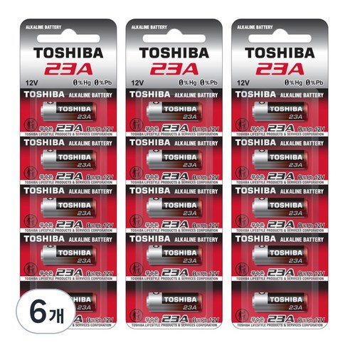 도시바 23A 12V 알카라인 특수건전지, 5개입, 6개
