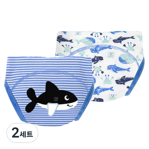 엠케이 순면 배변 훈련 팬티, D상어(블루), 2세트