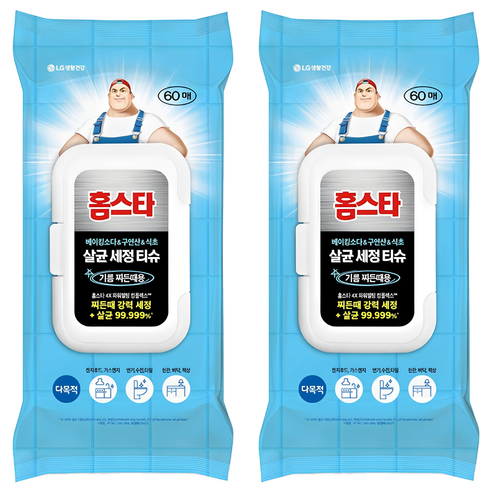 홈스타 다목적 살균세정티슈 기름찌든때 60p, 2개