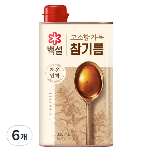 백설 고소함가득 참기름, 330ml, 6개