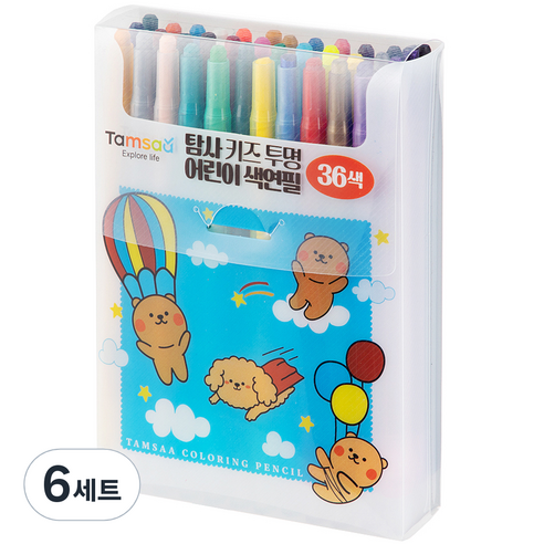 탐사 키즈 투명 어린이 색연필 36색, 6세트