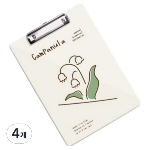 꼬까 플레이트 글자판 클립보드 A4, 6 캄파눌라, 4개
