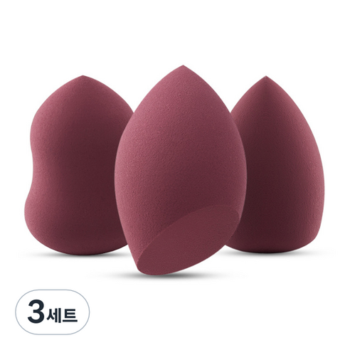 또죠 미용 입체형 스폰지 3종 세트, 와인, 3세트