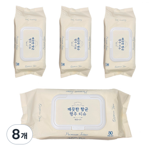 생활을그리다 깨끗한 향균 행주티슈 캡형, 80개입, 8개