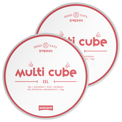 anicare 반려동물 장어 발효 수제 영양 간식 멀티큐브, 혼합맛(장어 / 코코넛), 100g, 2개