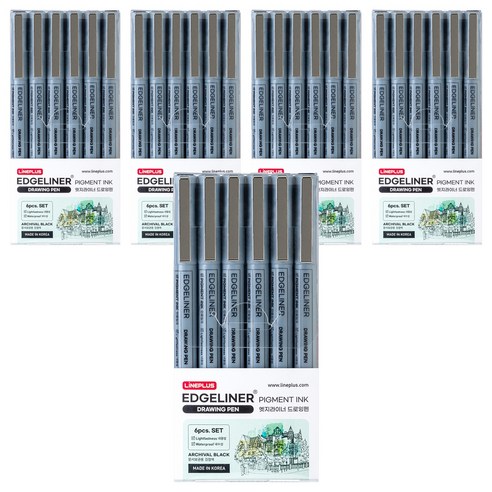라인플러스 엣지라이너 드로잉펜 6종 세트 0.5mm, 흑색, 5세트