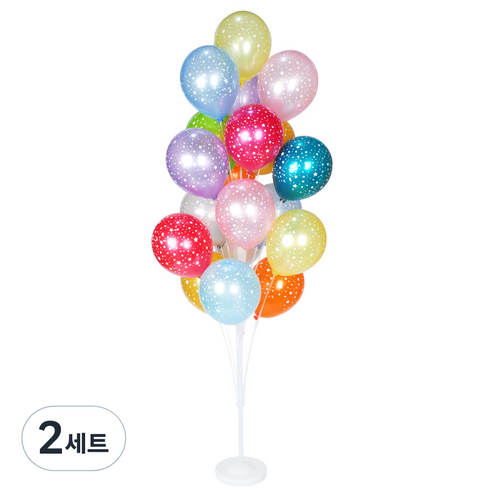 파티쇼 스틱 160cm 19p + 인쇄풍선 20p 풍선꽂이 세트, 펄별인쇄혼합, 2세트