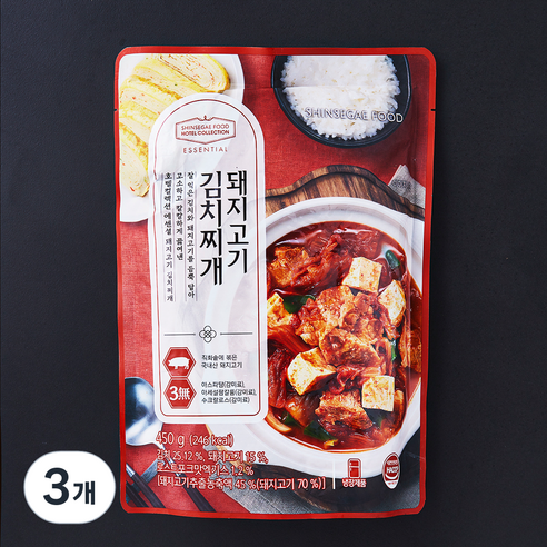 신세계푸드 호텔컬렉션 에센셜 돼지고기 김치찌개, 450g, 3개