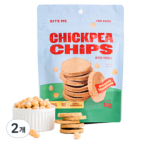 바잇미 강아지 병아리콩 베지칩 칙피칩스, 60g, 2개, 고소한 맛