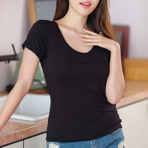 아이앤비 여성용 모달 노브라 반팔티셔츠
