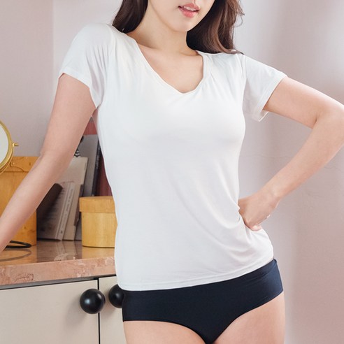 아이앤비 여성용 모달 브라탑 반팔 티셔츠