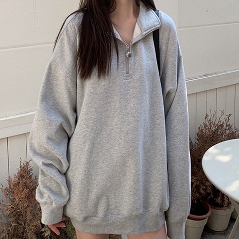 컴포터블 루즈핏 하이넥 집업 임산부 맨투맨