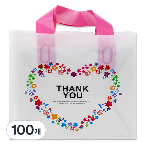 아이엔피 LDPE 손잡이 비닐백 소 30 x 20 cm, 02 땡큐하트, 100개