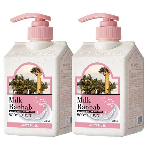 밀크바오밥 바디로션 화이트머스크향, 500ml, 2개