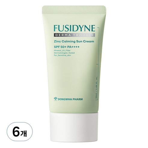 후시다인 더마 트러블 징크 카밍 선크림 SPF50+ PA++++, 6개, 50ml