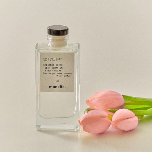 오늘 나의 리추얼 레이어드 디퓨저 인테리어 방향제 투명 용기 + 포스터 2종 세트, 레브드 튤립, 150ml, 1세트