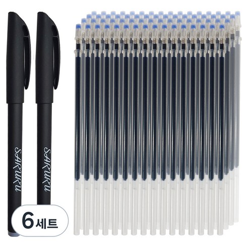 사루루 기화펜 2p + 리필심 100p 0.5mm, 블루, 6세트