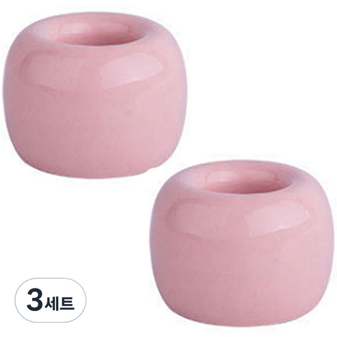리버그린 무지 도자기 칫솔꽂이, 핑크, 3세트