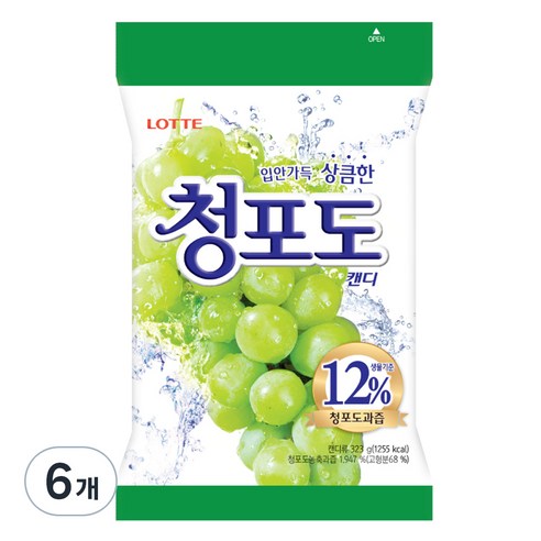롯데제과 청포도 캔디, 323g, 6개