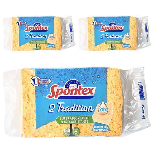 스폰텍스 드라이 셀룰로스 스펀지 2 트레디션 수세미, 2개입, 3개